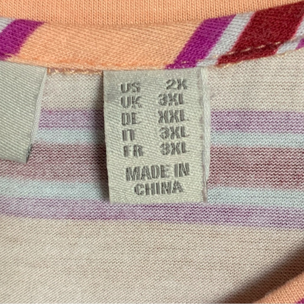 LOGO Lori Goldstein Womens 2X Peach Multi Color Striped Tank Top Dress - Picture 4 of 5